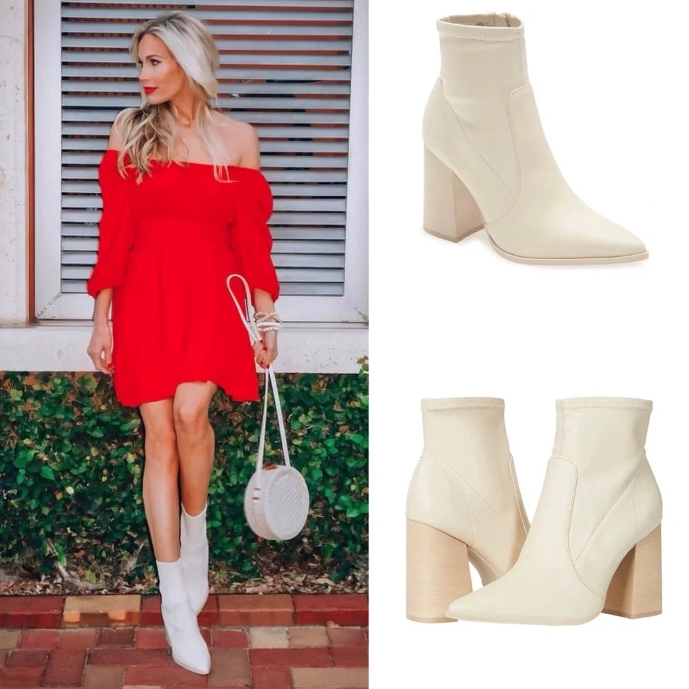 Steve Madden Touchdown Ankle Booties In Bone EUC (PLEASE READ LISTING FOR FIT)